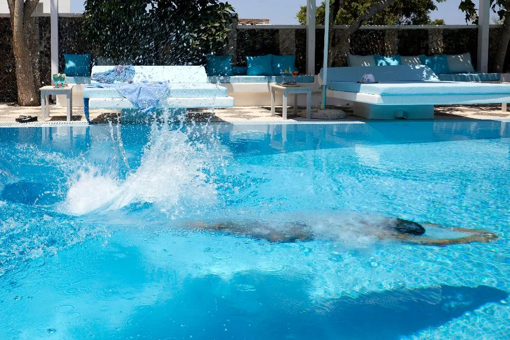 Pool, Blue Sea, Santorini