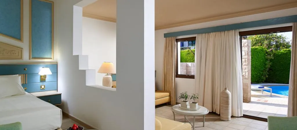JUNIOR SUITE WITH PRIVATE POOL Room, Mitsis Royal Mare Thalasso and Spa Resort, Crete