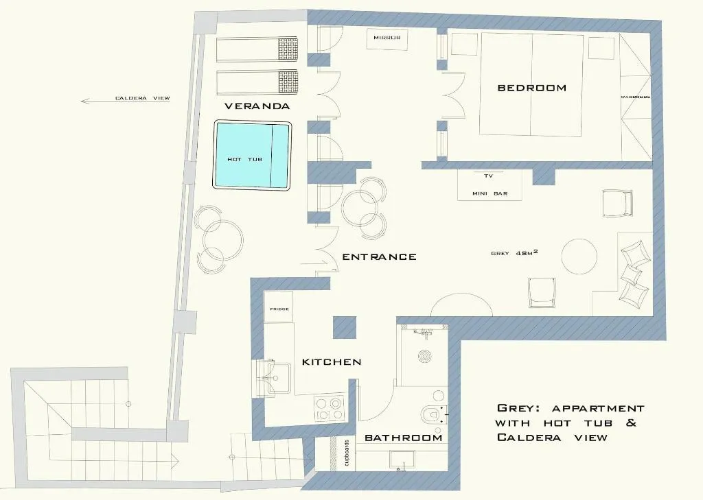 Room, Golden Grey Goose, Santorini