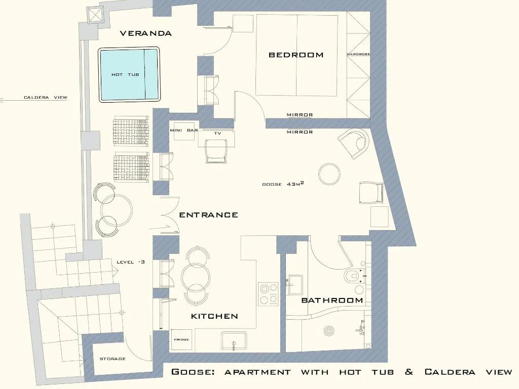 Room, Golden Grey Goose, Santorini