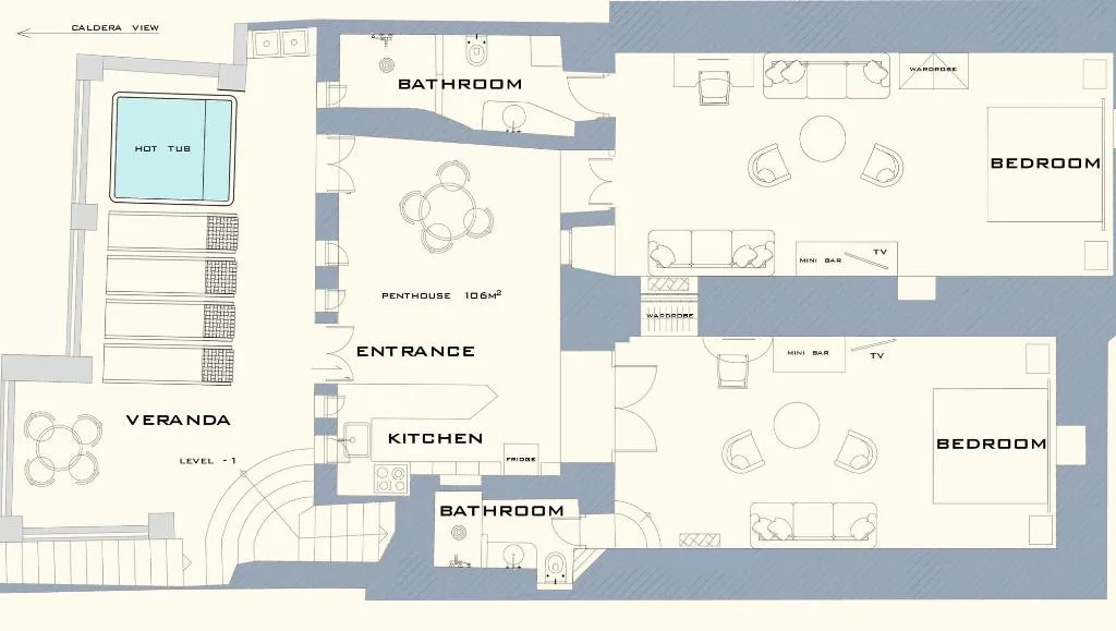 Room, Golden Grey Goose, Santorini