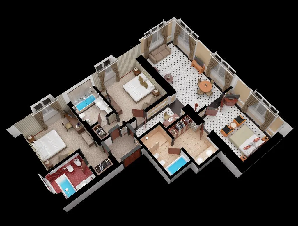 FAMILY ROOM THREE BEDROOMS Room, Baglioni Hotel Regina, Rome