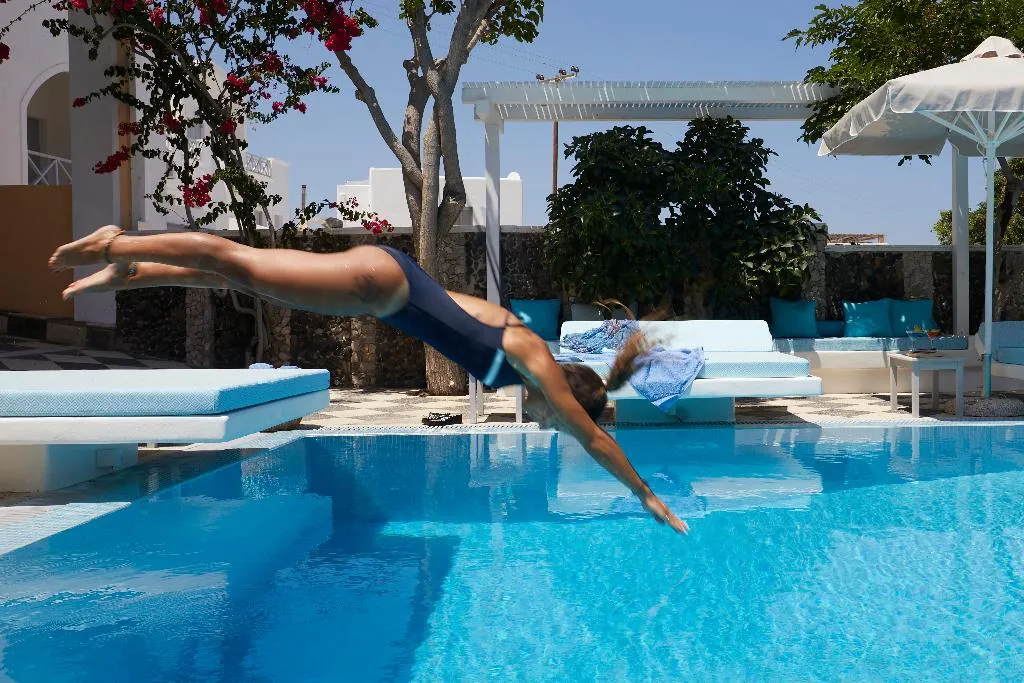 Pool, Blue Sea, Santorini