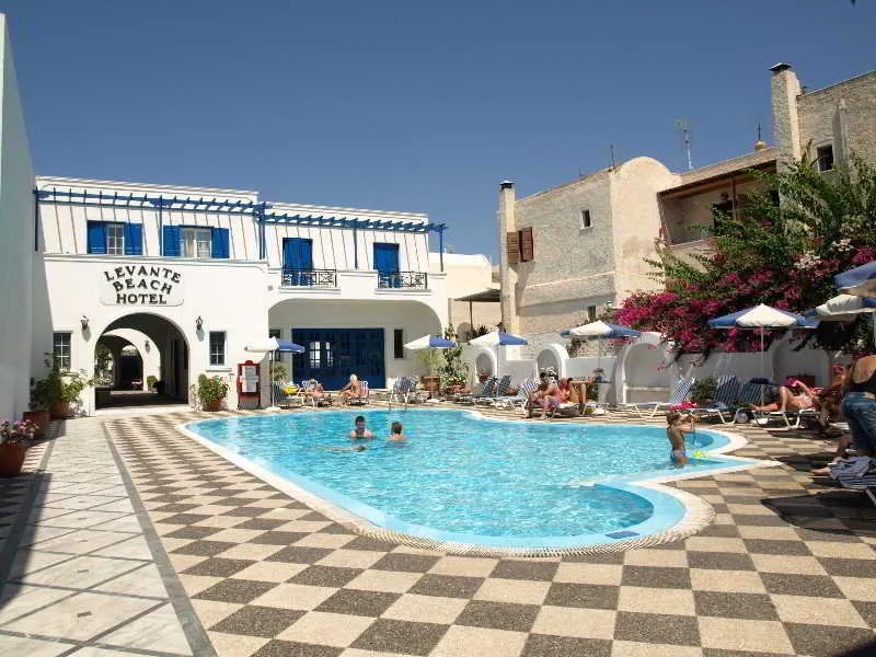 General view, Levante Beach, Santorini