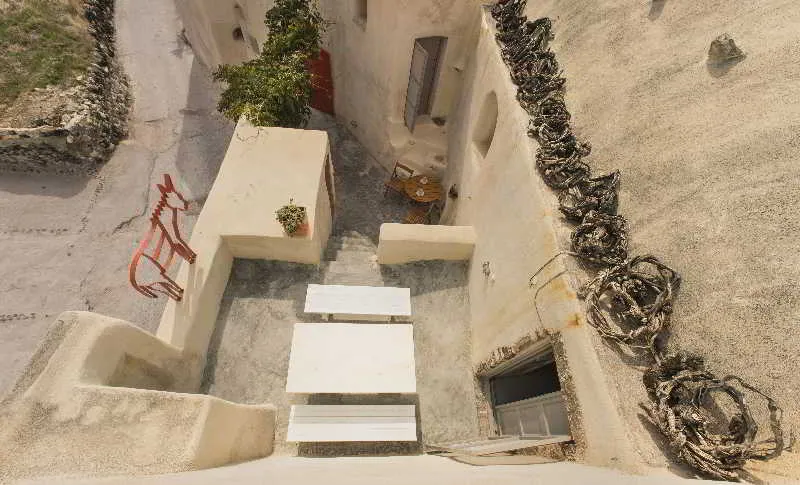 Terrace, Mesana Traditional Stone Houses, Santorini