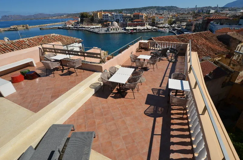 Terrace, Casa Delfino Hotel & Spa, Crete