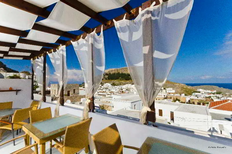 Terrace, Xenones Lindos, Rhodes