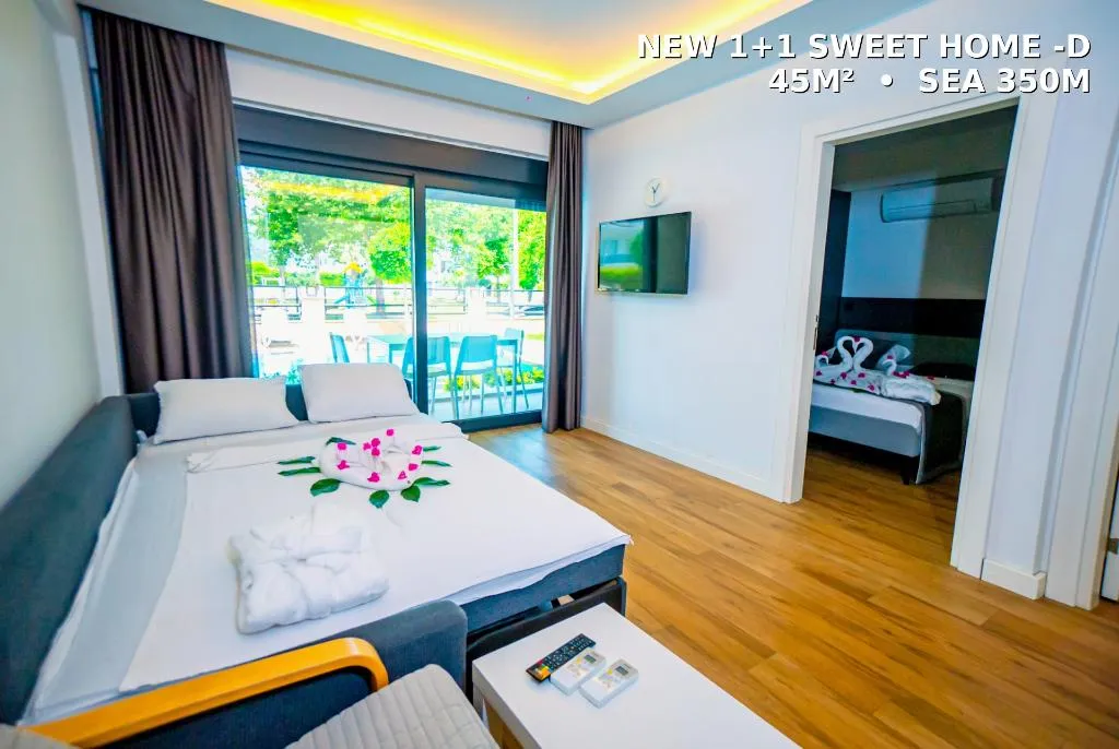 Room TWO DOUBLE BEDS Room, Camyuva Beach, Antalya