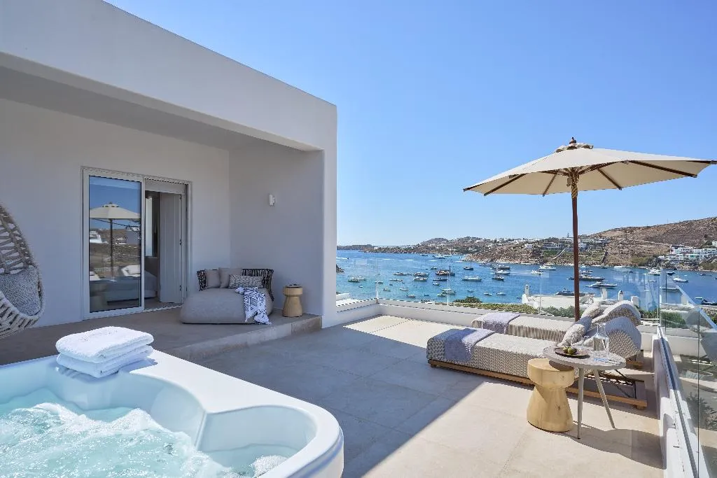 DOUBLE WITH JACUZZI Room, Once In Mykonos Luxury Resort, Mykonos