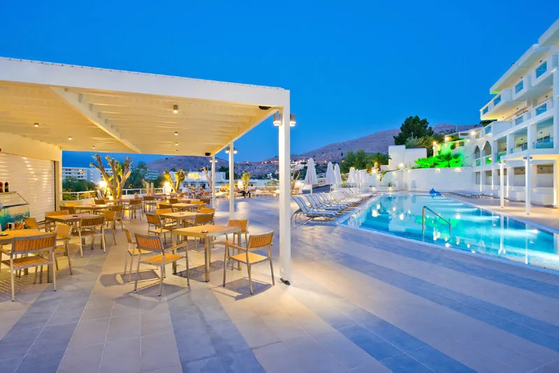 Terrace, Lindos White hotel & suites, Rhodes
