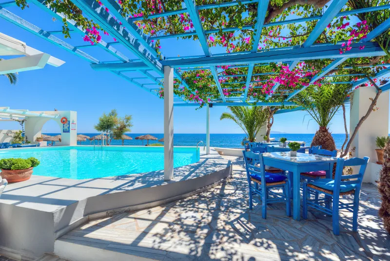 Terrace, Sigalas Beach Hotel, Santorini