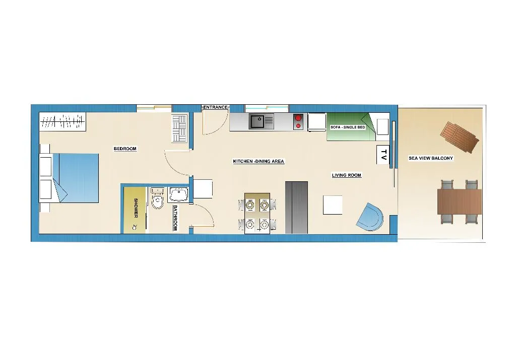 APARTMENT SEA VIEW Room, Meli Apartments & Villas, Kalamata