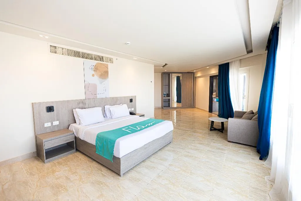 FAMILY ROOM POOL VIEW TWO DOUBLE BEDS Room, Flow Spectrum Resort, Red Sea Riviera