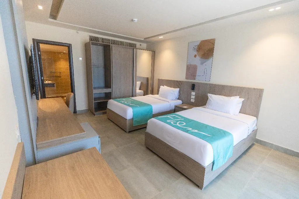 FAMILY ROOM POOL VIEW TWO DOUBLE BEDS Room, Flow Spectrum Resort, Red Sea Riviera