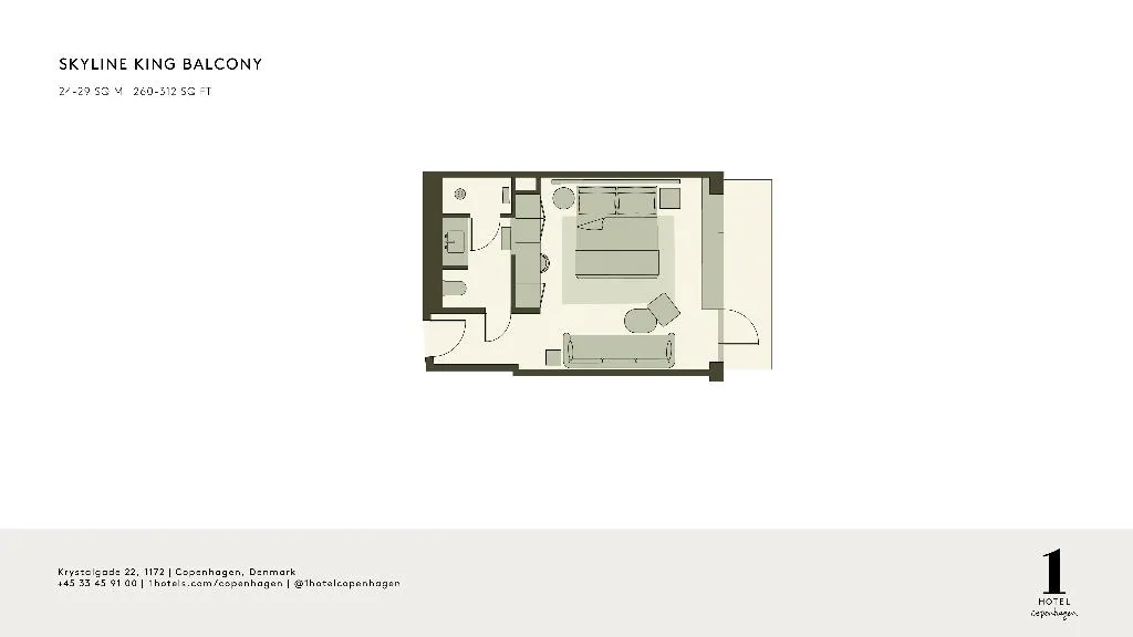 DOUBLE WITH BALCONY Room, 1 Hotel Copenhagen, Copenhagen