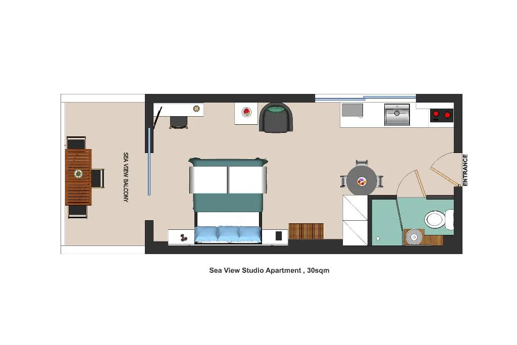 STUDIO SEA VIEW Room, Meli Apartments & Villas, Kalamata