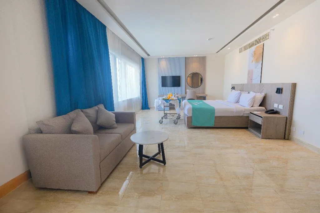 FAMILY ROOM POOL VIEW TWO DOUBLE BEDS Room, Flow Spectrum Resort, Red Sea Riviera