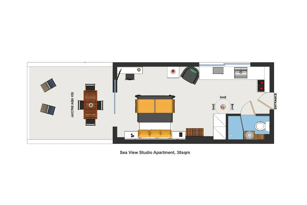 STUDIO SEA VIEW Room, Meli Apartments & Villas, Kalamata