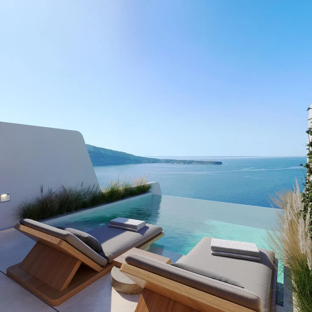 JUNIOR SUITE WITH PRIVATE POOL Room, Santo Mine Oia Suites, Santorini