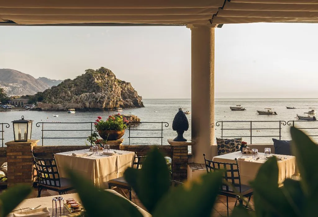Terrace, Villa Sant'Andrea, A Belmond Hotel, Taormina Mare, Catania