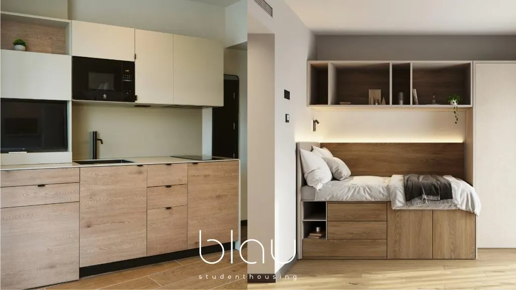 STUDIO DELUXE ONE BED Room, Blau Student Housing, Barcelona