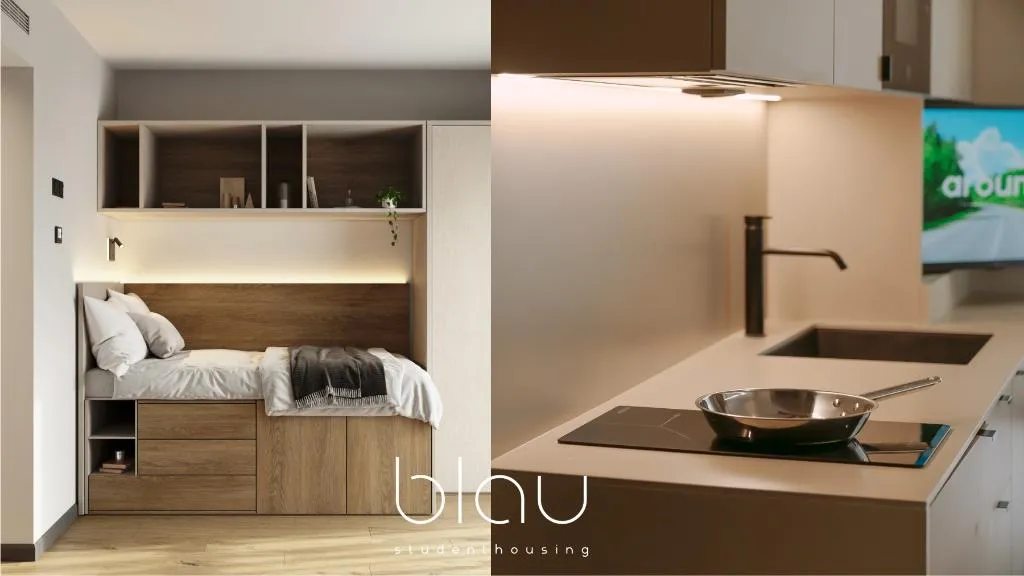 STUDIO DELUXE ONE BED Room, Blau Student Housing, Barcelona