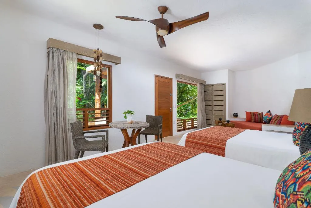 DOUBLE GARDEN VIEW TWO QUEEN BEDS Room, Mahekal Beach Resort & Spa, Playa Del Carmen