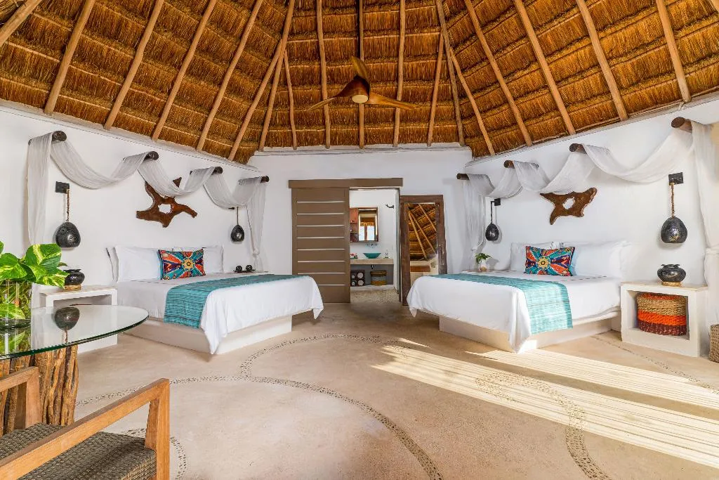 DOUBLE OCEAN VIEW TWO DOUBLE BEDS Room, Mahekal Beach Resort & Spa, Playa Del Carmen