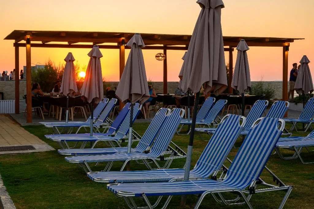 Terrace, Malia Bay Beach Hotel & Bungalows, Crete