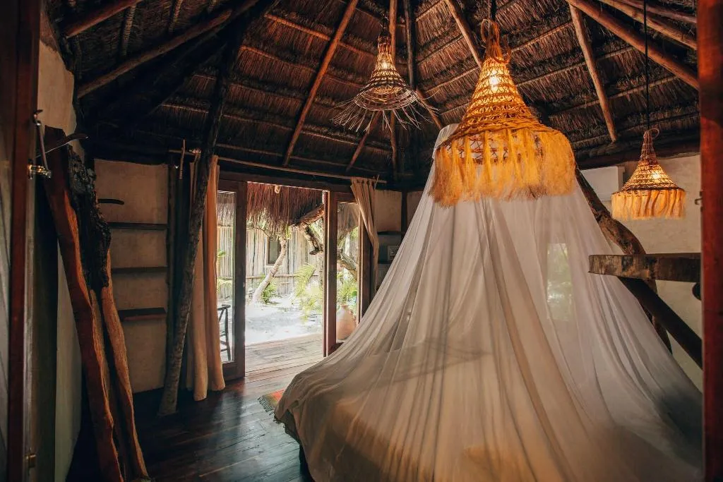 BUNGALOW QUEEN SIZE BED Room, Ikal Hotel Tulum, Cancun Area