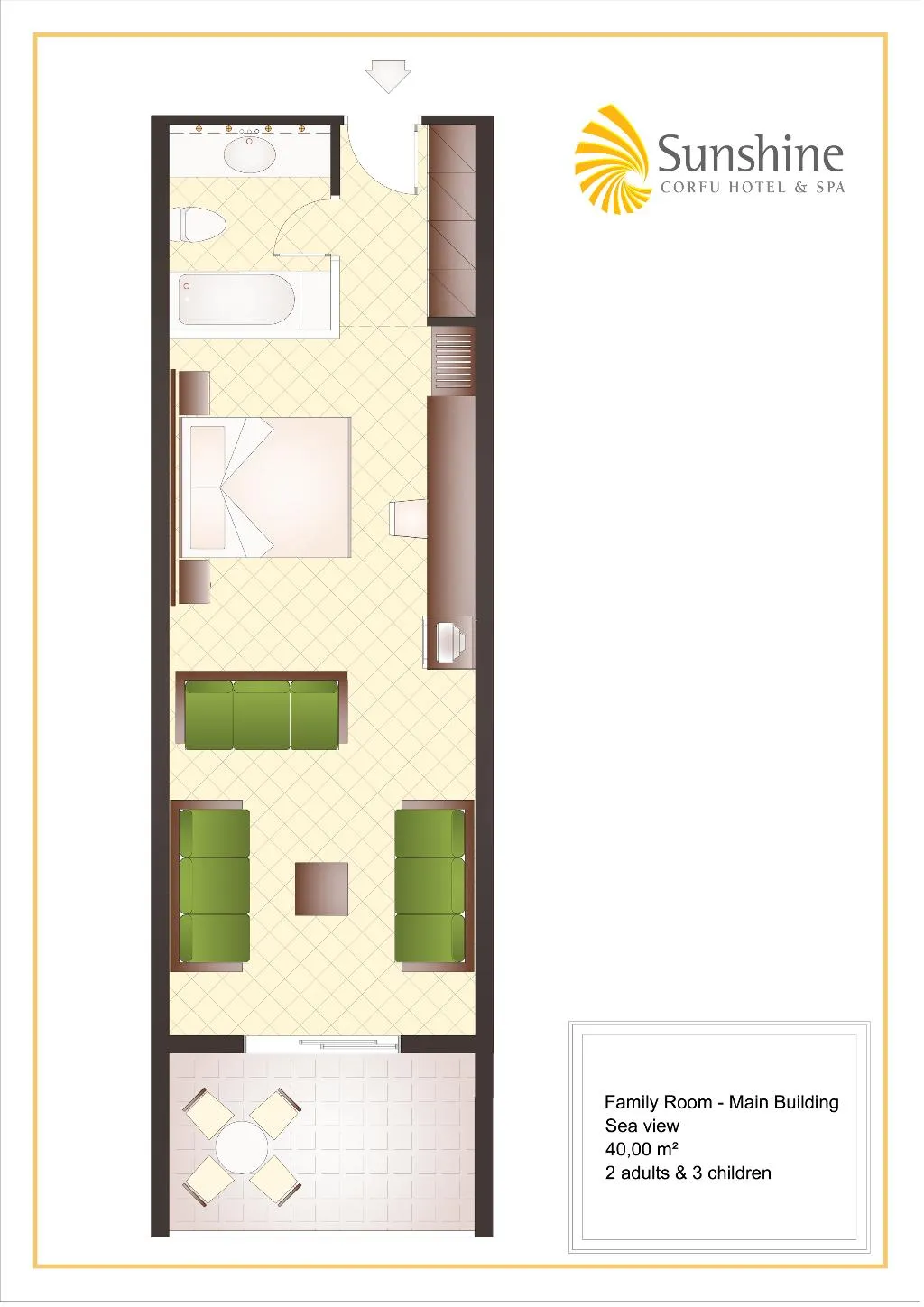 FAMILY ROOM SEA VIEW CAPACITY 5 Room, Sunshine Corfu Hotel & Spa, Corfu