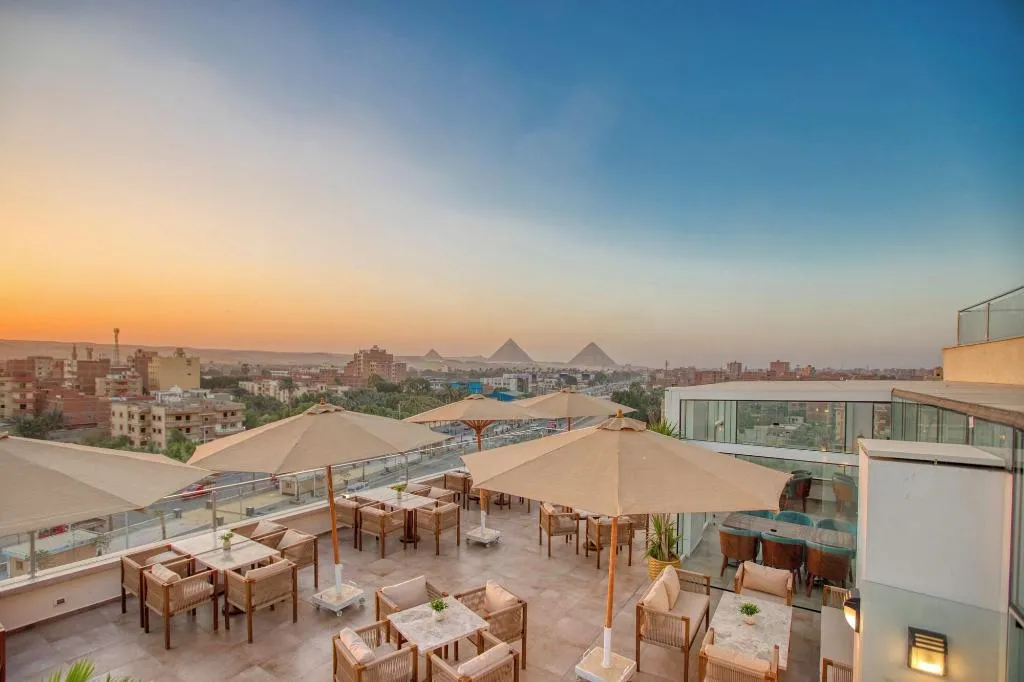 Terrace, Mazar Pyramids Hotel, Cairo