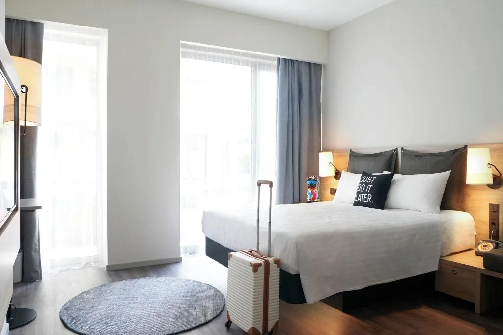 DOUBLE QUEEN SIZE BED Room, Moxy Patra Marina, Athens