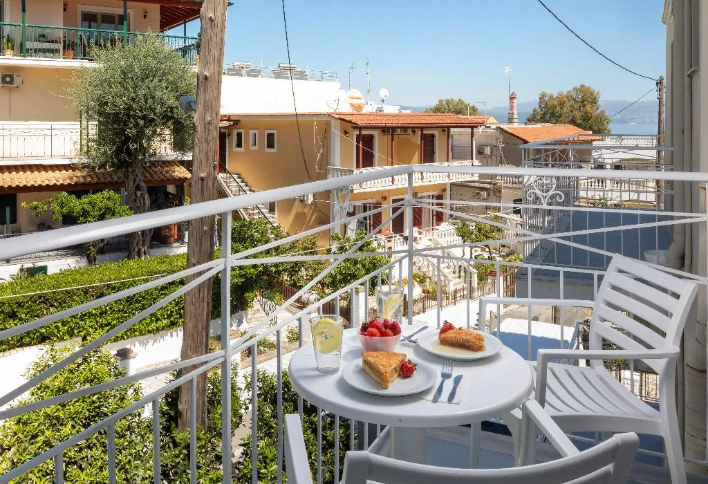 Terrace, Bella Vista Beach Hotel & Studios, Corfu