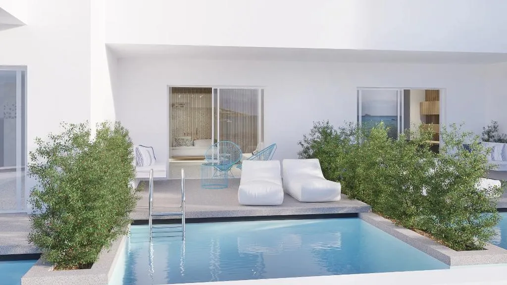 SUITE SUPERIOR WITH PRIVATE POOL Room, Mykonos Dove beach hotel, Mykonos