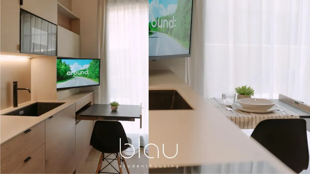STUDIO DELUXE ONE BED Room, Blau Student Housing, Barcelona