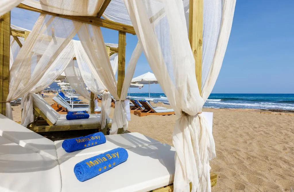 Beach, Malia Bay Beach Hotel & Bungalows, Crete