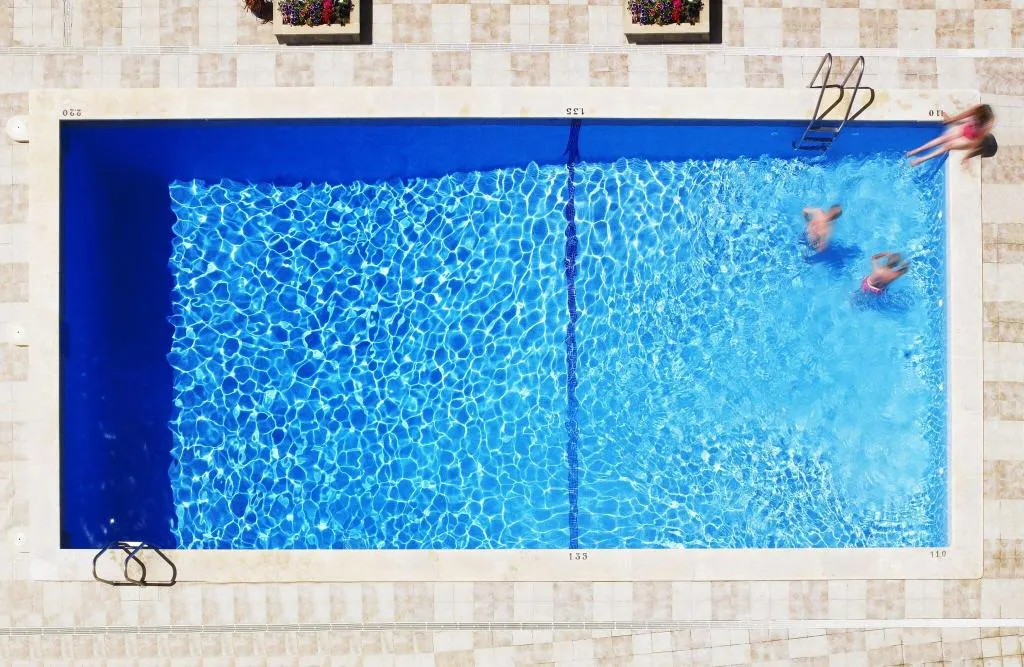 Pool, Mediterranean bay, Majorca