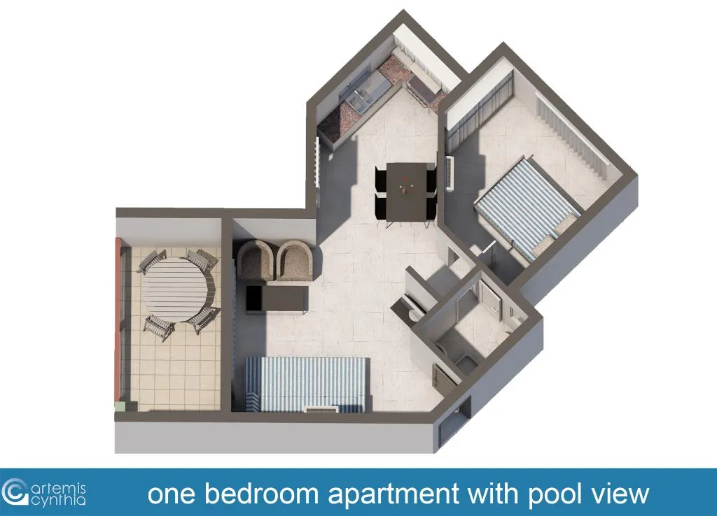 APARTMENT POOL VIEW ONE BEDROOM Room, Artemis Cynthia Complex, Cyprus