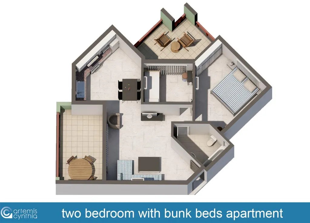 APARTMENT TWO BEDROOMS Room, Artemis Cynthia Complex, Cyprus