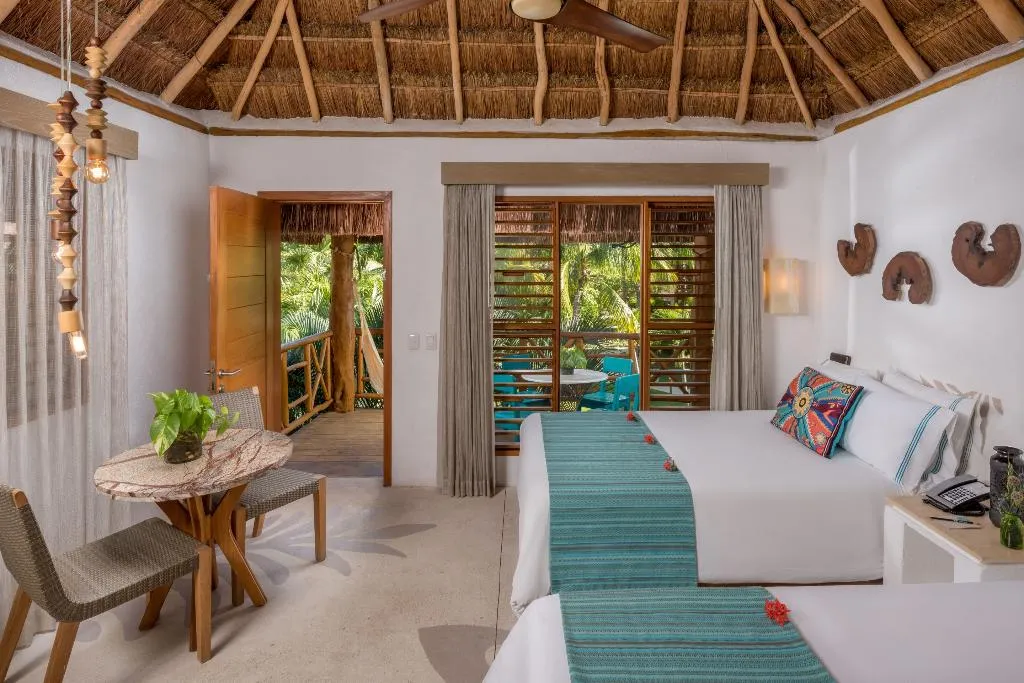 DOUBLE GARDEN VIEW TWO QUEEN BEDS Room, Mahekal Beach Resort & Spa, Playa Del Carmen