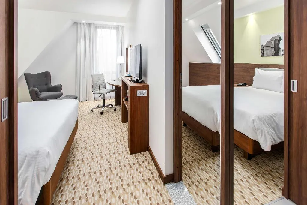 DOUBLE QUEEN SIZE BED Room, Hampton by Hilton Gdansk Oliwa, Gdansk