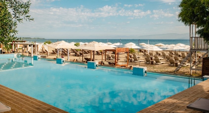 Pool shot at the Cavomarina Beach Hotel, Cavomarina Beach, Corfu