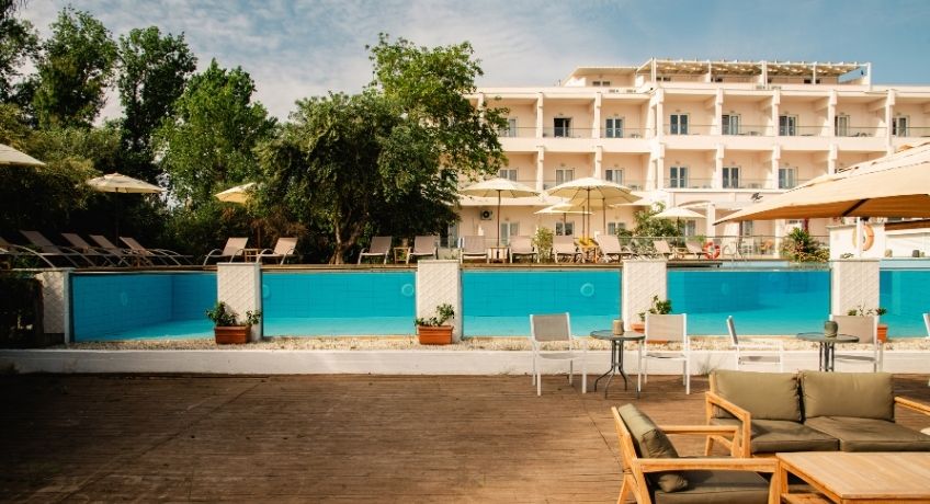 Pool shot at the Cavomarina Beach Hotel, Cavomarina Beach, Corfu