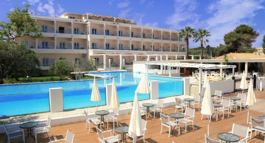 Pool shot at the Cavomarina Beach Hotel, Cavomarina Beach, Corfu