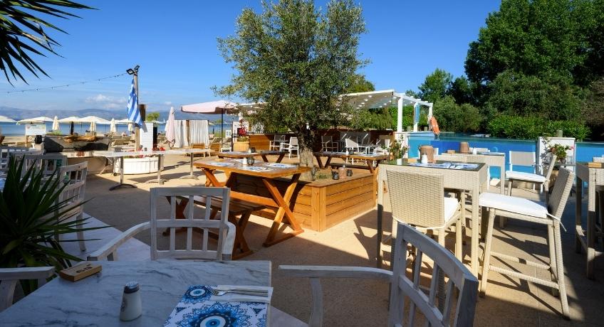 Dining facilities at the Cavomarina Beach Hotel, Cavomarina Beach, Corfu