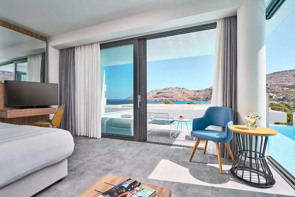 Double or Twin SEA VIEW WITH PRIVATE POOL Room, Lindos Grand Resort & Spa, Rhodes